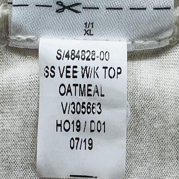 Old Navy Rayon Oatmeal Color Short Sleeve Glitter Pull-On Shirt Women XL - Picture 6 of 8